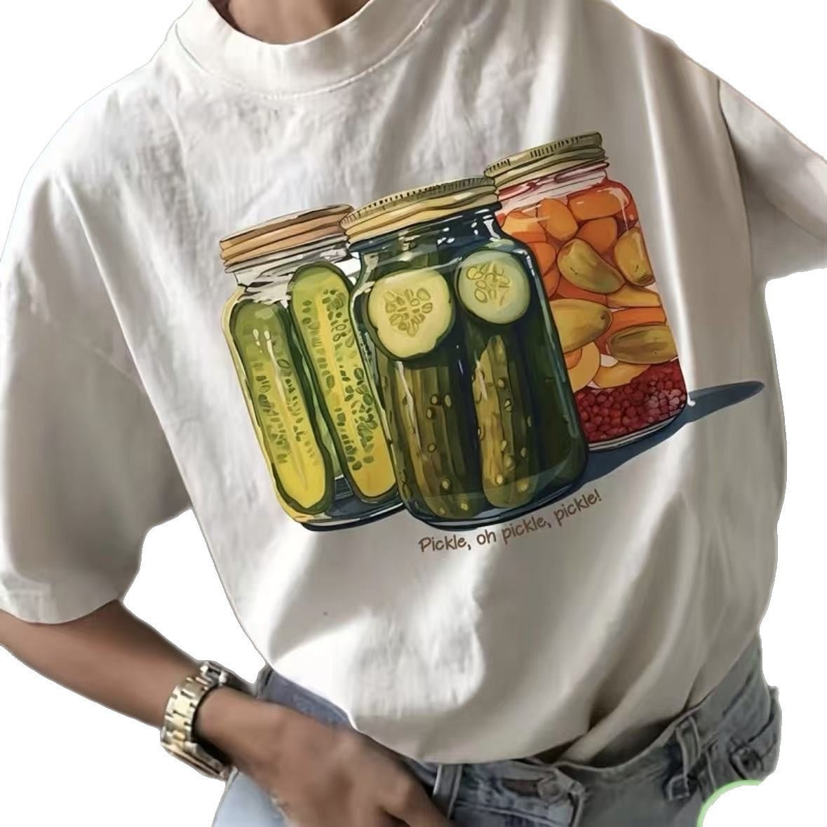 Loose round neck women's T-shirt