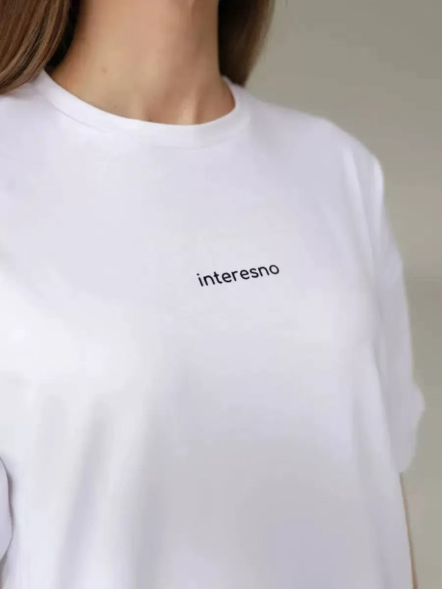 Loose letter printed short sleeved t-shirt for women