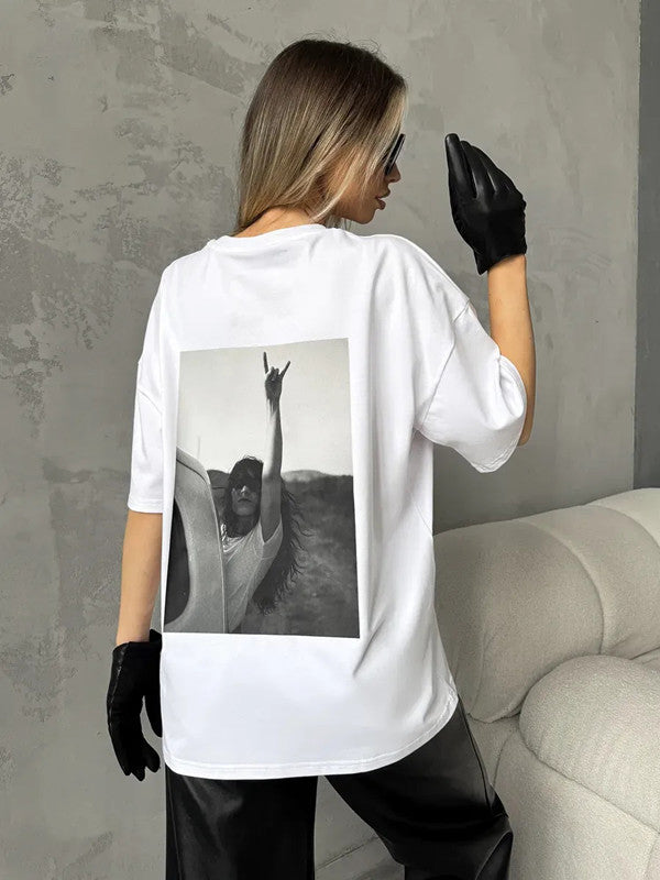 Round neck short sleeved T-shirt for women