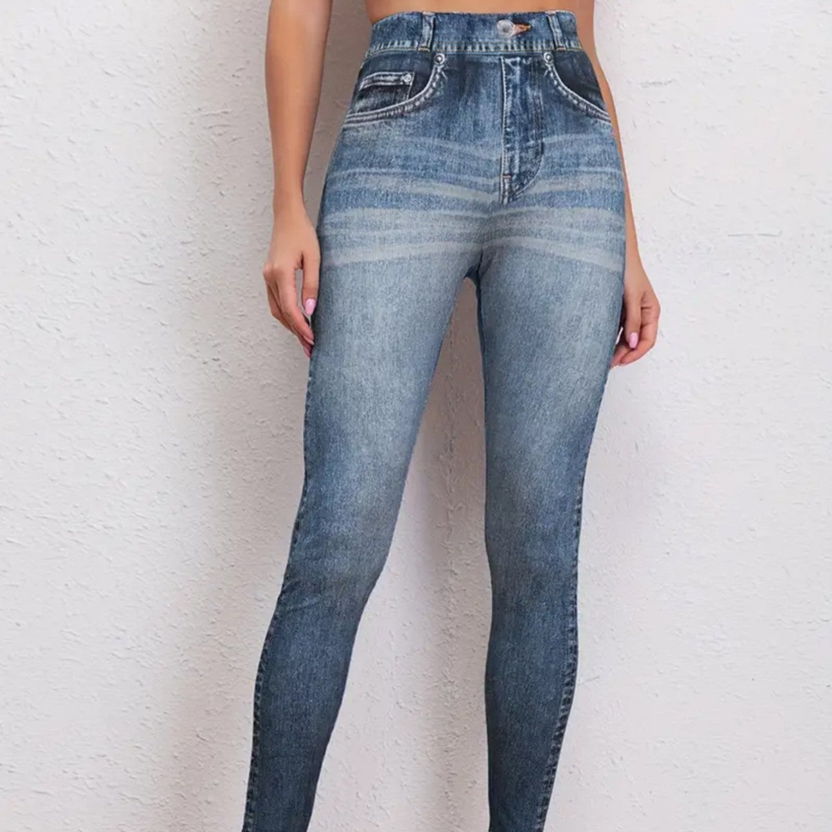 Retro High-Elastic Denim-Like Leggings Butt-Lifting Yoga Pants Denim-Style Yoga Pants Yoga Fitness Wear for Women