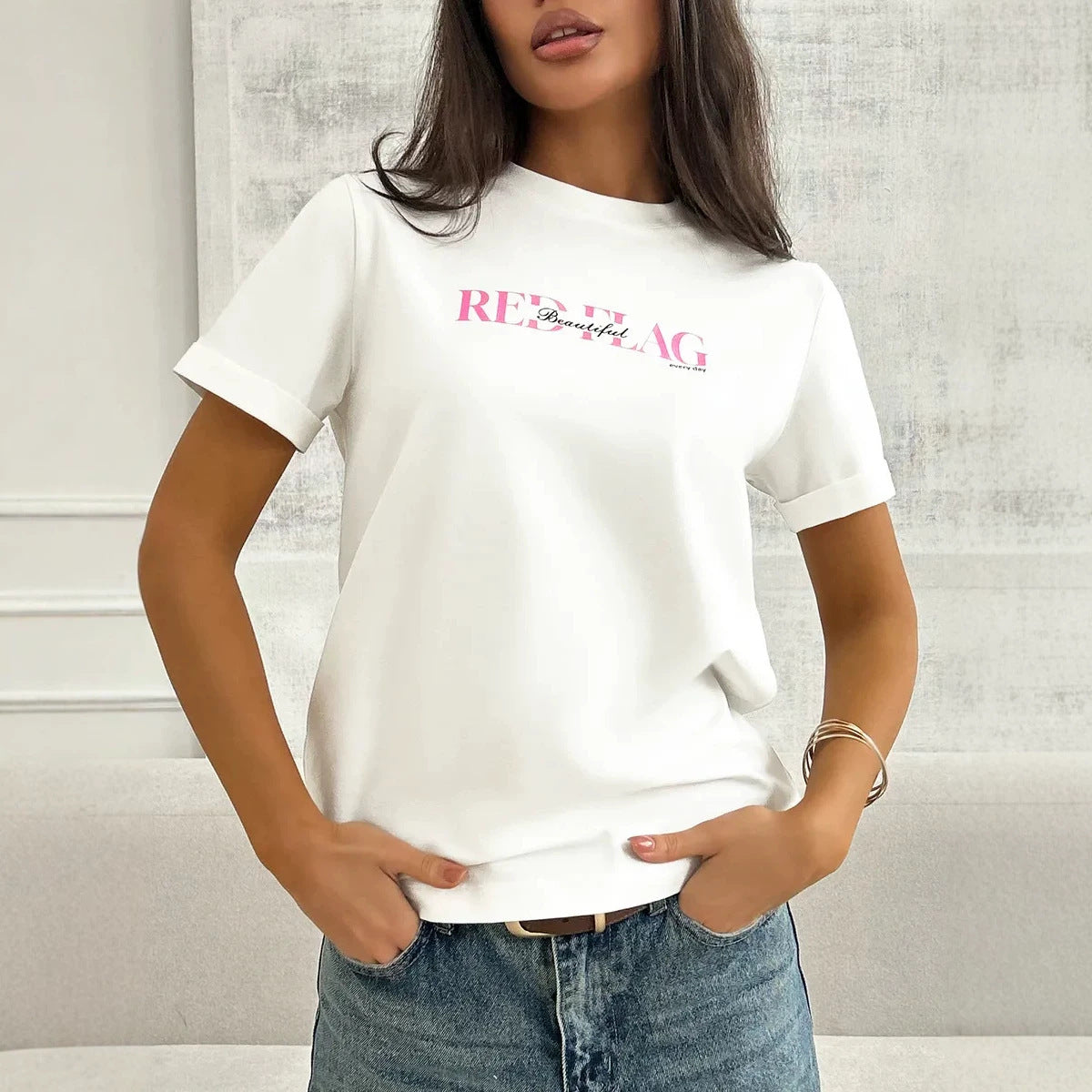 Loose round neck top for women