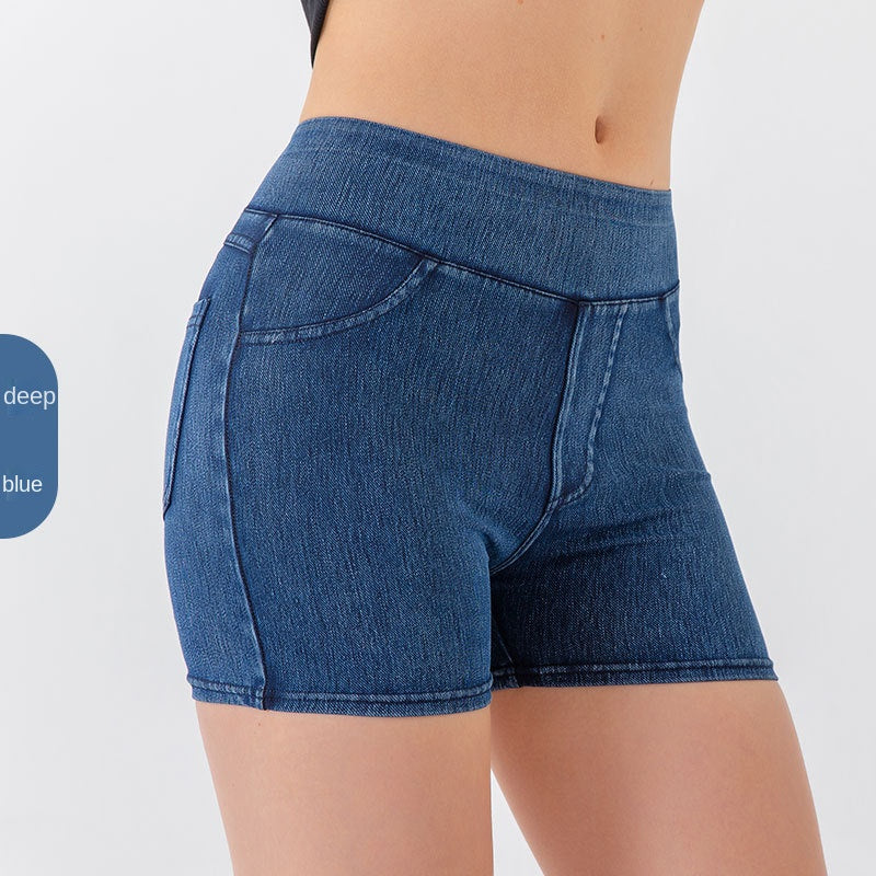 Spring/Summer New High Waist and Hip Lifting Yoga Cowboy Shorts for Women, High Elasticity, Slimming and Abdominal Compression, Sports Outerwear, Fitness Three Part Pants