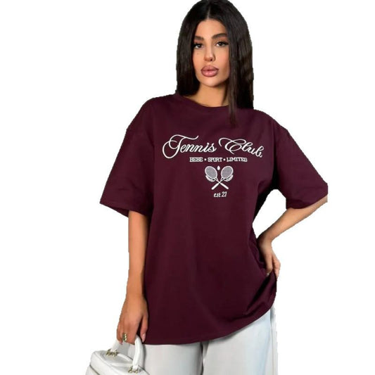 Round neck printed short sleeved top