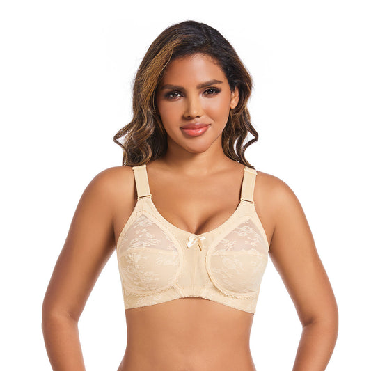 Cross-border Ultra-thin Plus Size Full Cup Export Bra Without Padding Sexy Lace Wire-free Transparent European and American Style Underwear