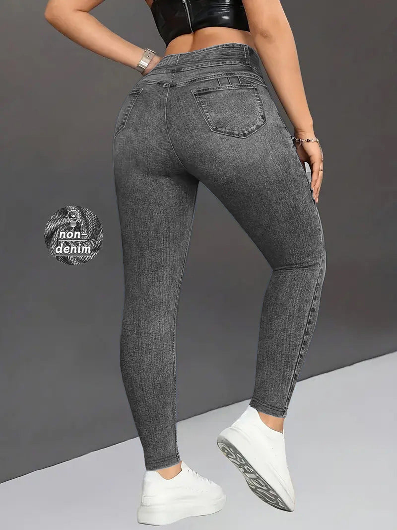 Retro High-Elastic Denim-Like Leggings Butt-Lifting Yoga Pants Denim-Style Yoga Pants Yoga Fitness Wear for Women