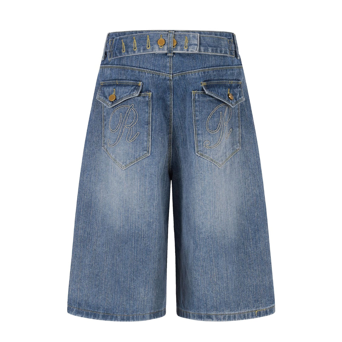High-Waisted Embroidered Wide-Leg Jeans Loose Slimming Lazy