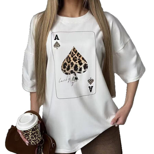 Round neck loose short sleeved t-shirt for women