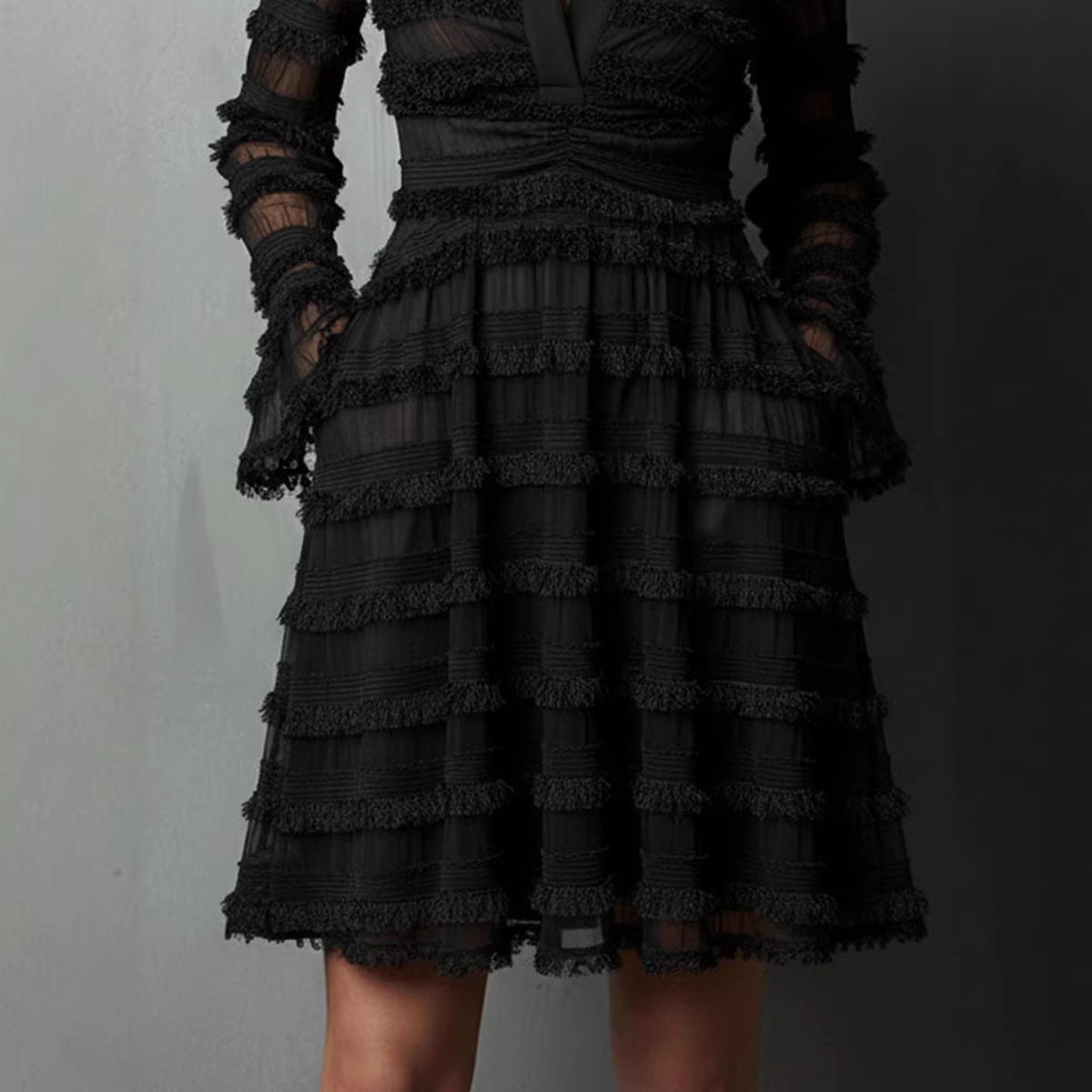 Spring New Sexy Sheer Fitted Dress Style High Waist Versatile Pleated Skirt