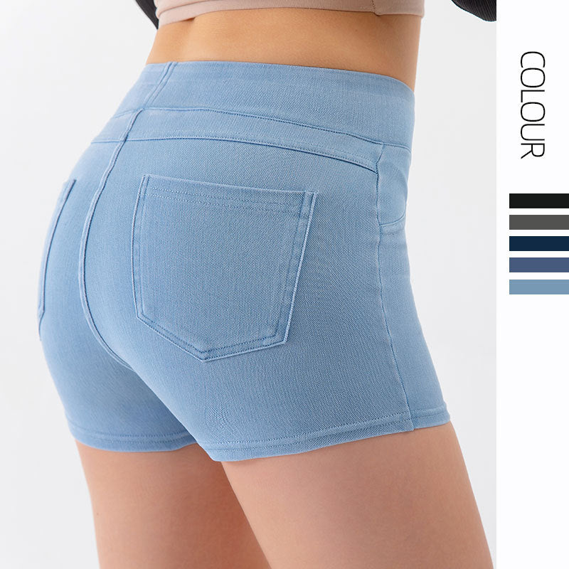 Spring/Summer New High Waist and Hip Lifting Yoga Cowboy Shorts for Women, High Elasticity, Slimming and Abdominal Compression, Sports Outerwear, Fitness Three Part Pants