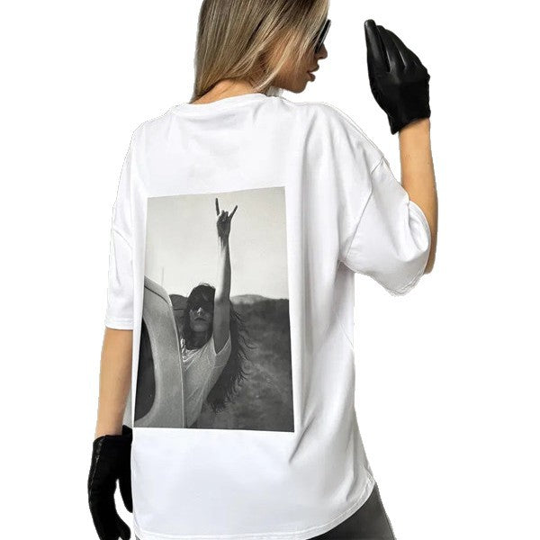 Round neck short sleeved T-shirt for women