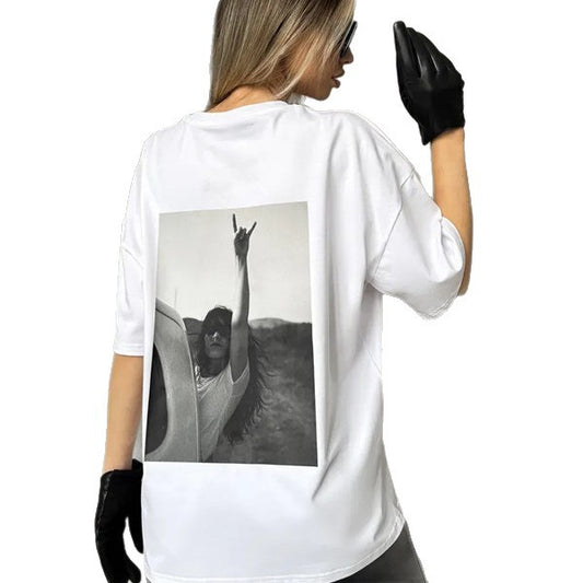 Round neck short sleeved T-shirt for women