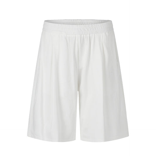 Elastic Waist Short Pants for Men -  Minimalist Solid Color Versatile Style