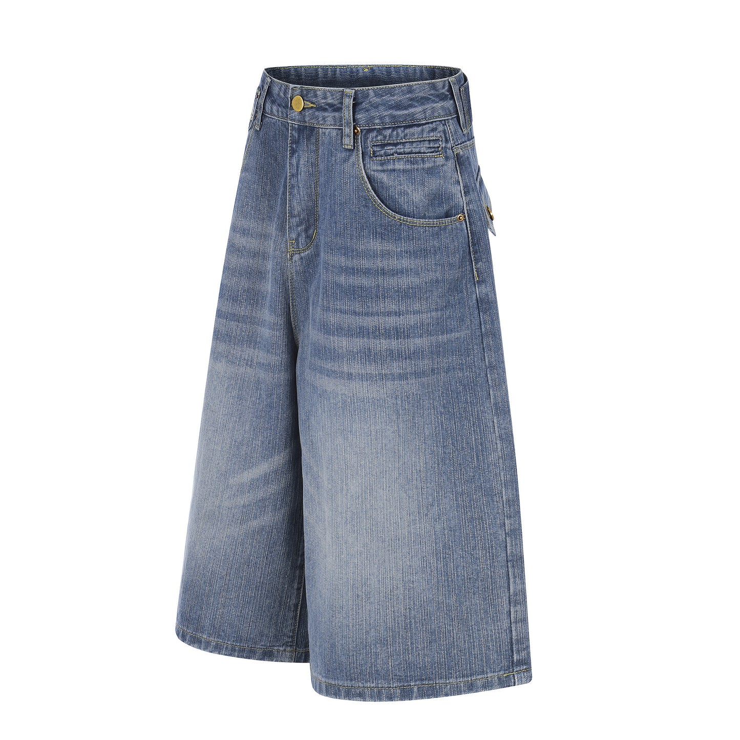 High-Waisted Embroidered Wide-Leg Jeans Loose Slimming Lazy