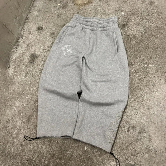 Streetwear Hip-hop Embroidered Sporty Loose Straight Leg Double Waistband Casual Pants for Men
