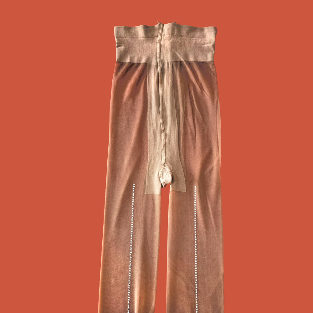 Spring Summer Ultra-Thin 10D Back Seam Crystal Rhinestone Shiny Plus Size Medium Thickness Anti-Pilling Pantyhose