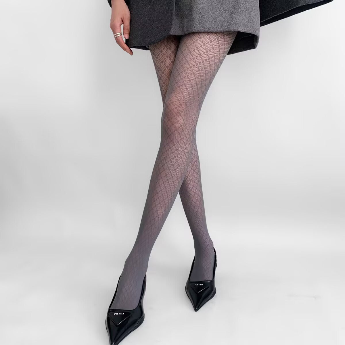 Spring and Autumn Stripe Deep Red Millennium Trendy Slimming Tights with Vintage Subtle Pattern, Sexy Style, Versatile Lightweight Pantyhose