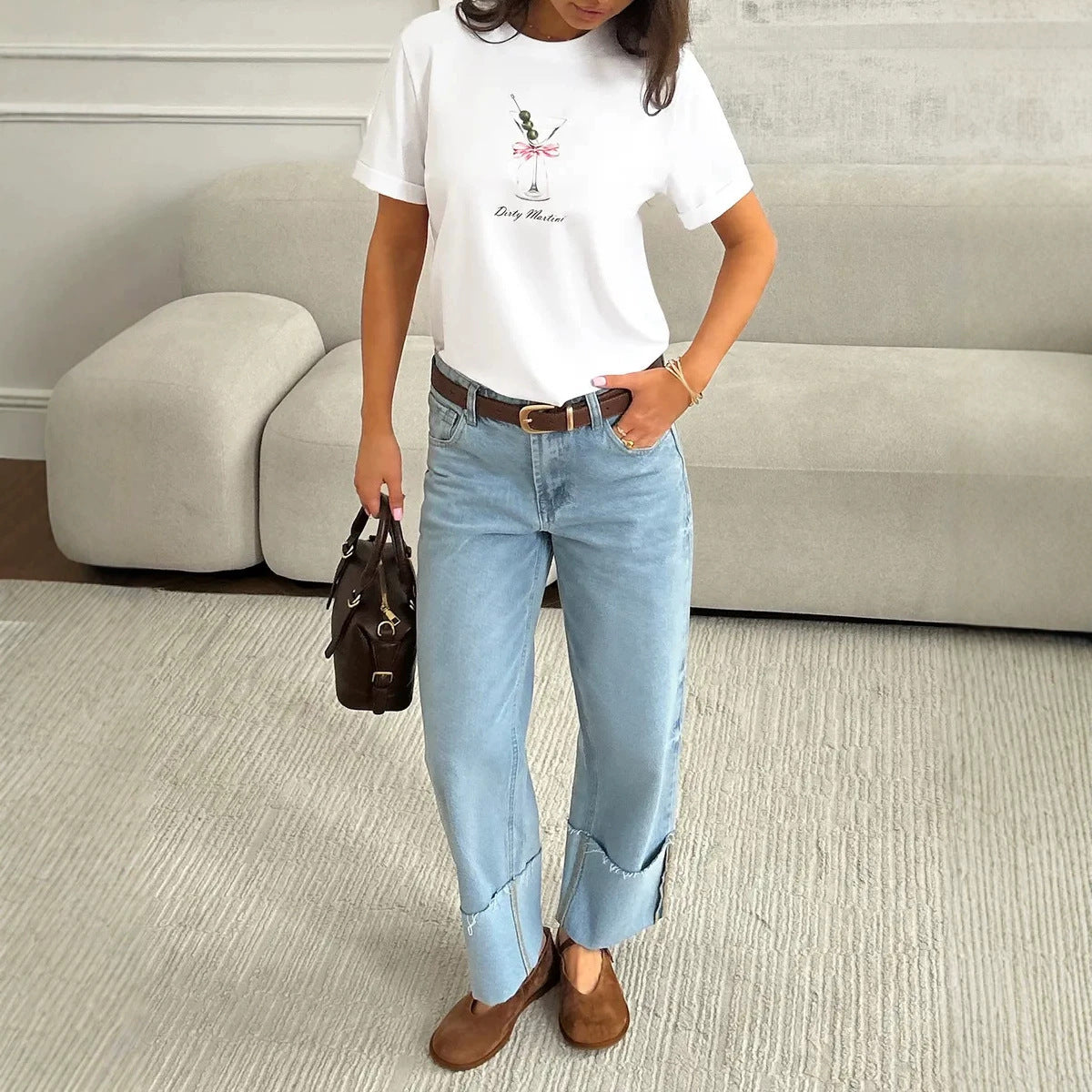 Loose round neck top