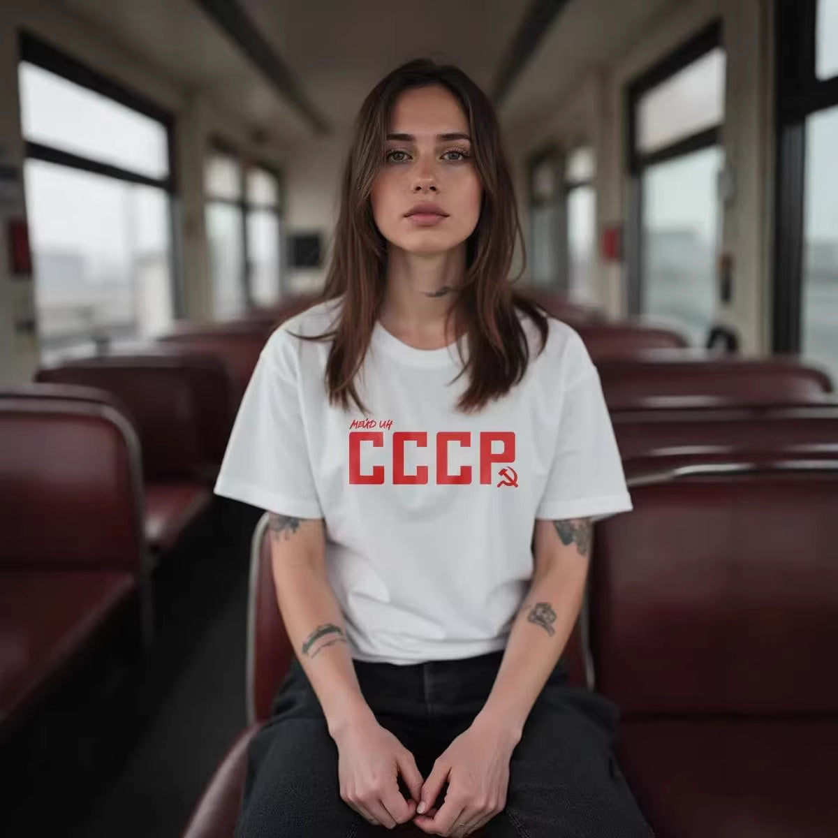Letter printed short sleeved t-shirt for women