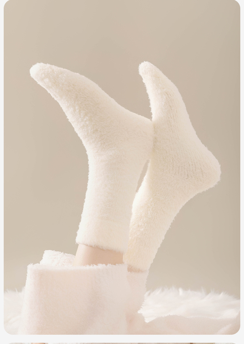 3/5/10 Double Hairy Socks for Children in Winter, Thickened and Warm Middle Socks, Mink Velvet