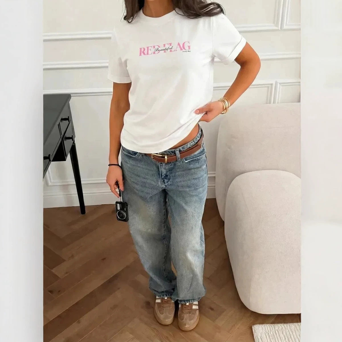 Loose round neck top for women