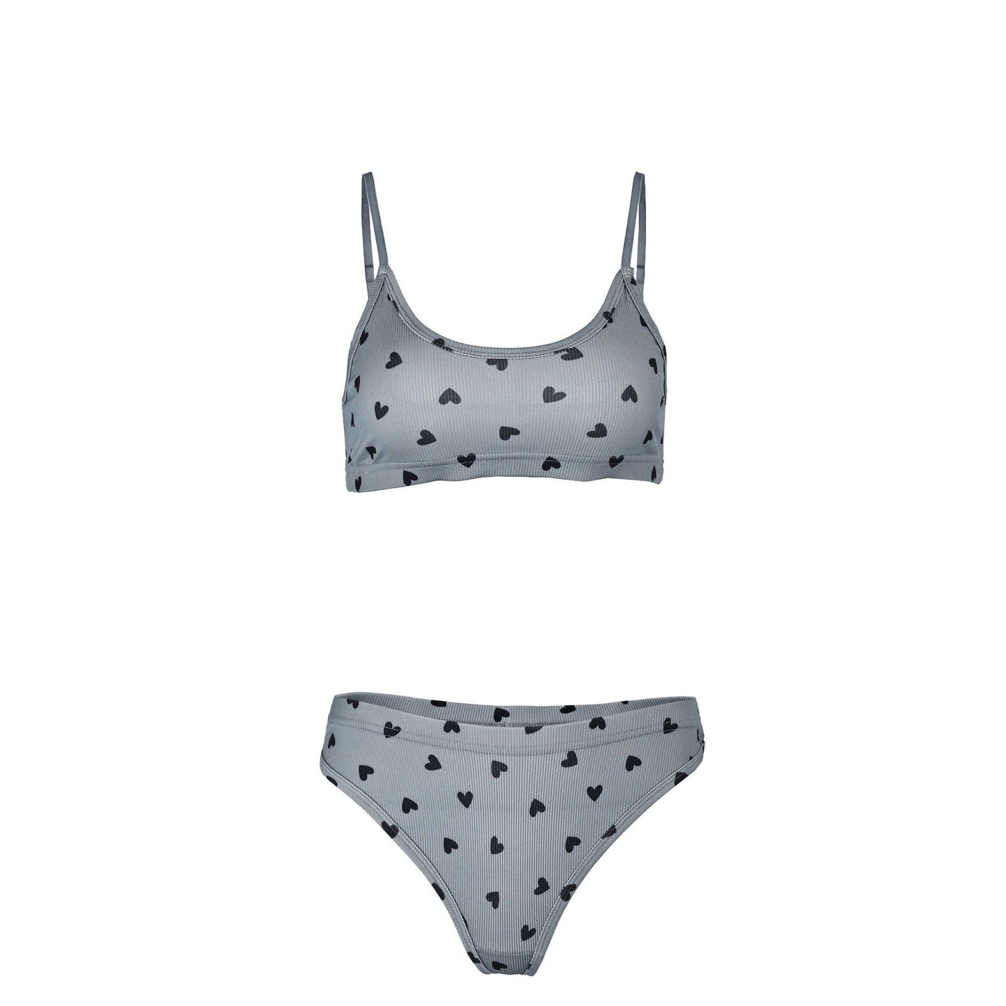Knitted Heart Print Fashion Strap Sleepwear Set for Women