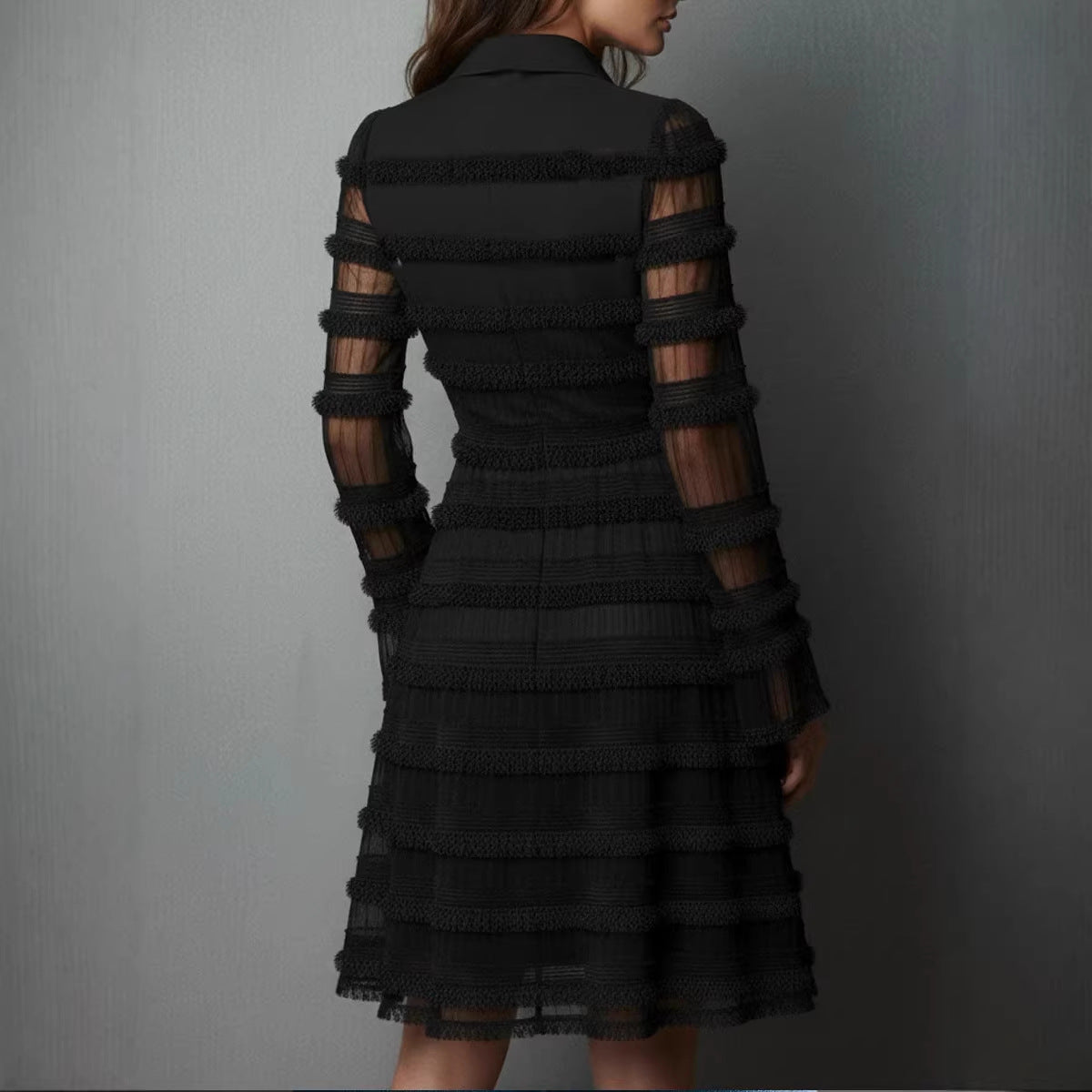 Spring New Sexy Sheer Fitted Dress Style High Waist Versatile Pleated Skirt