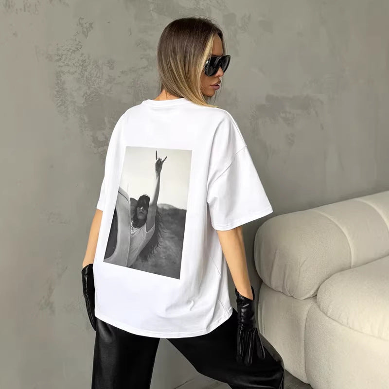 Round neck short sleeved T-shirt for women