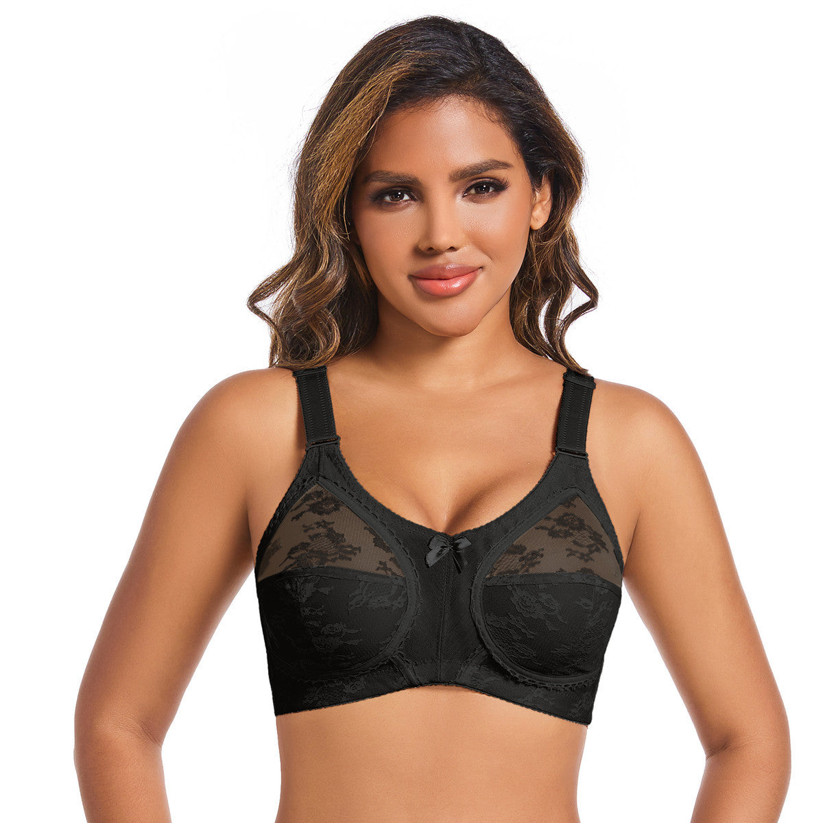 Cross-border Ultra-thin Plus Size Full Cup Export Bra Without Padding Sexy Lace Wire-free Transparent European and American Style Underwear