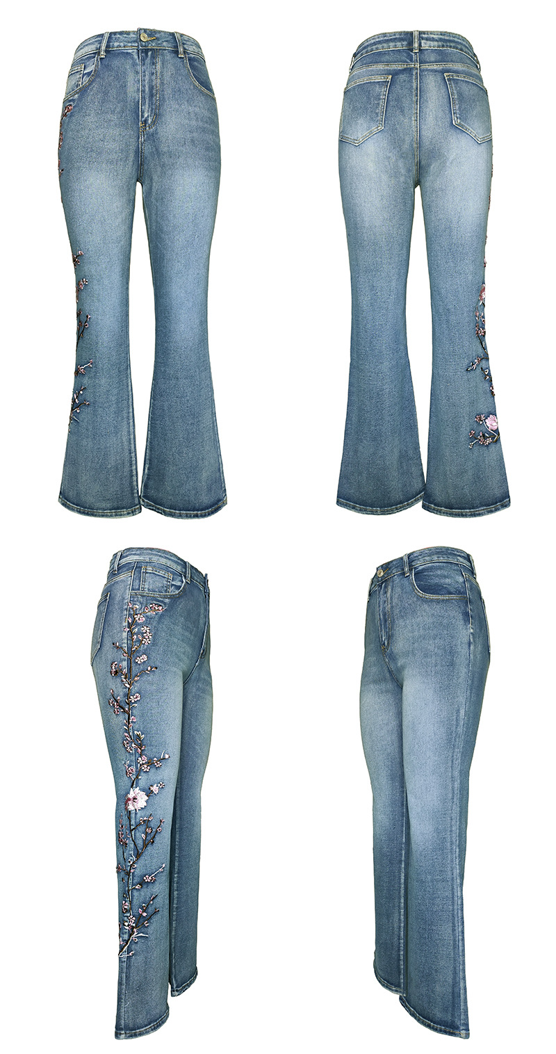 High-Waisted Vintage Stretchy Slim-Fit Flared Denim Pants for Women