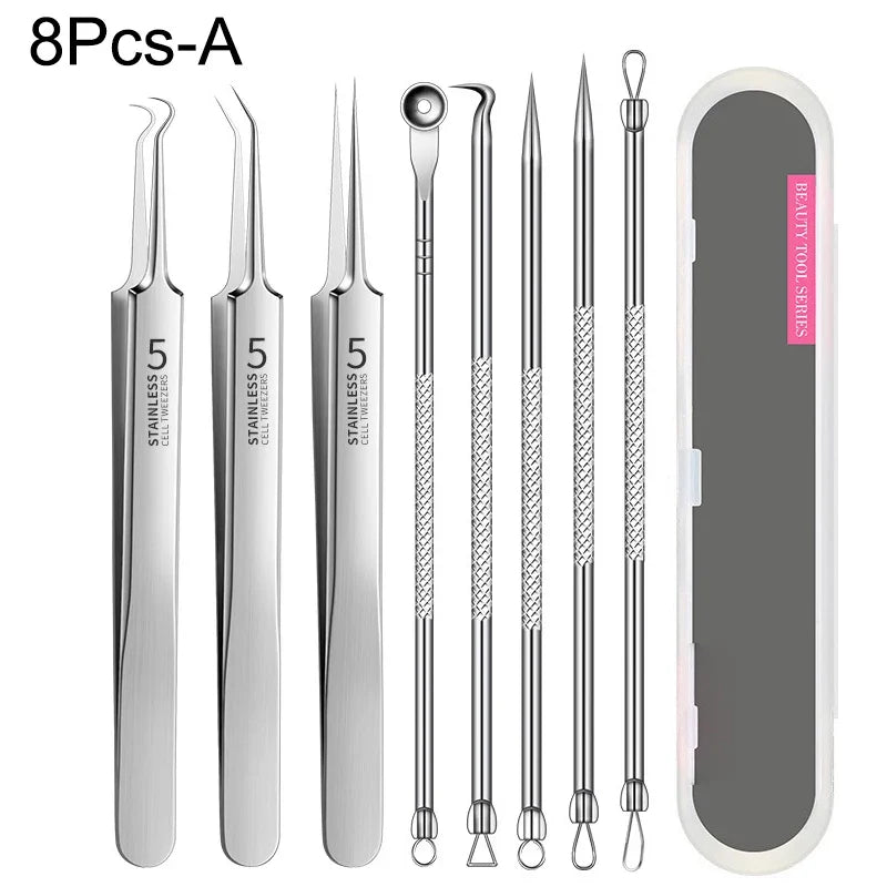 3-8pcs Stainless Steel Acne Needles Blackhead Remover Tools Pore Cleansing Tools Professional Facial Care Beauty Tools Skin Care